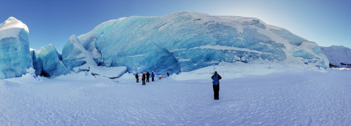 Stnading at the front of spencer glacier