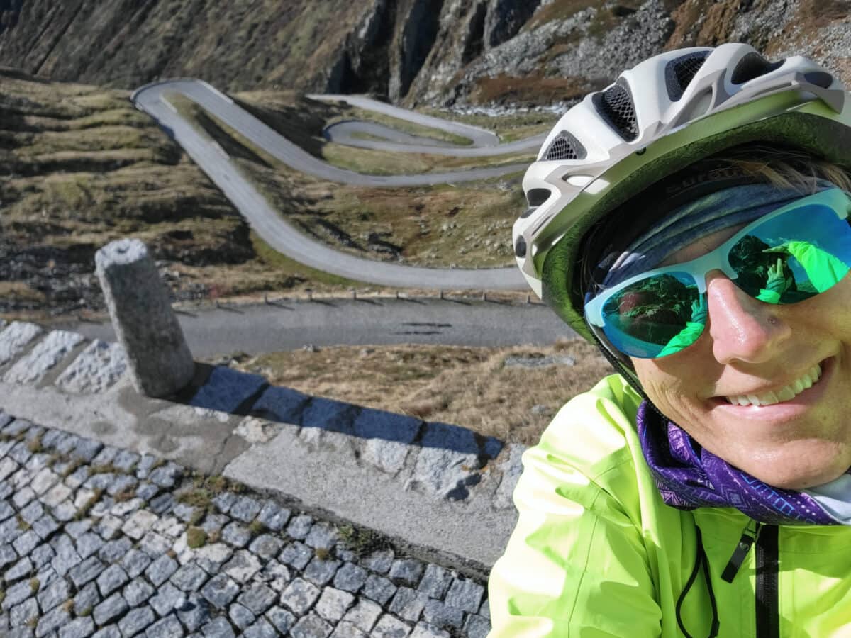 biking down gotthard pass