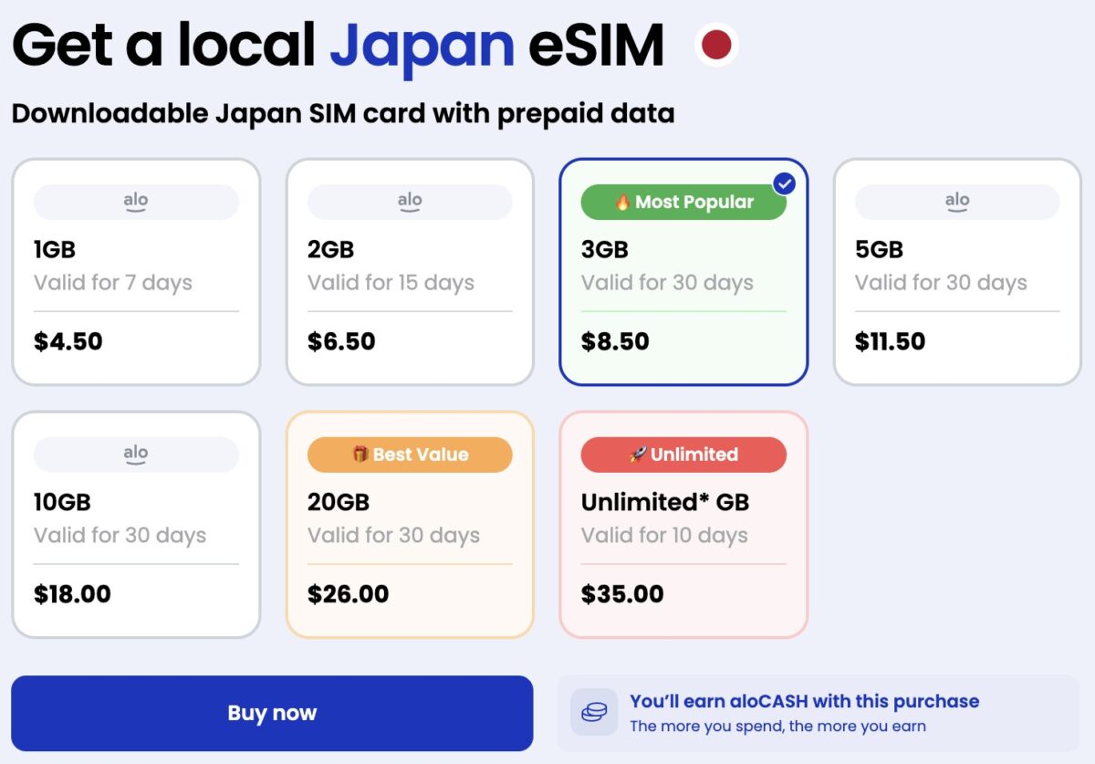 Japan esim plans for travelers