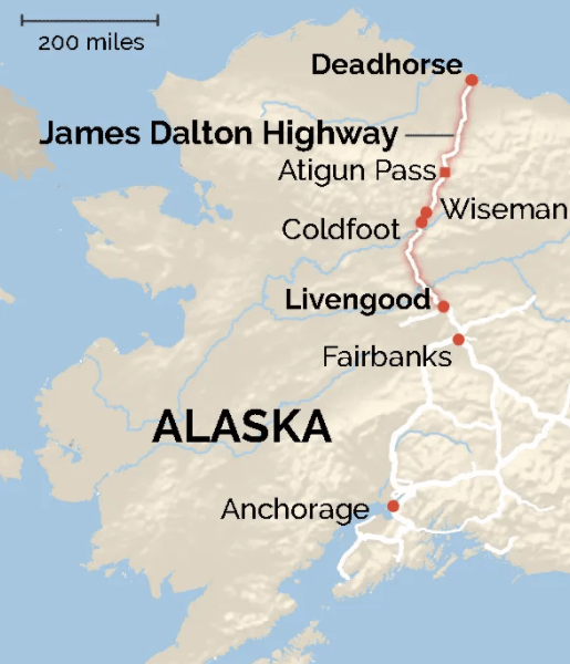 dalton highway map fairbanks to deadhorse
