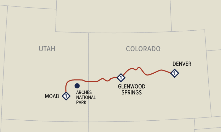 Rocky Mountaineer Colorado map